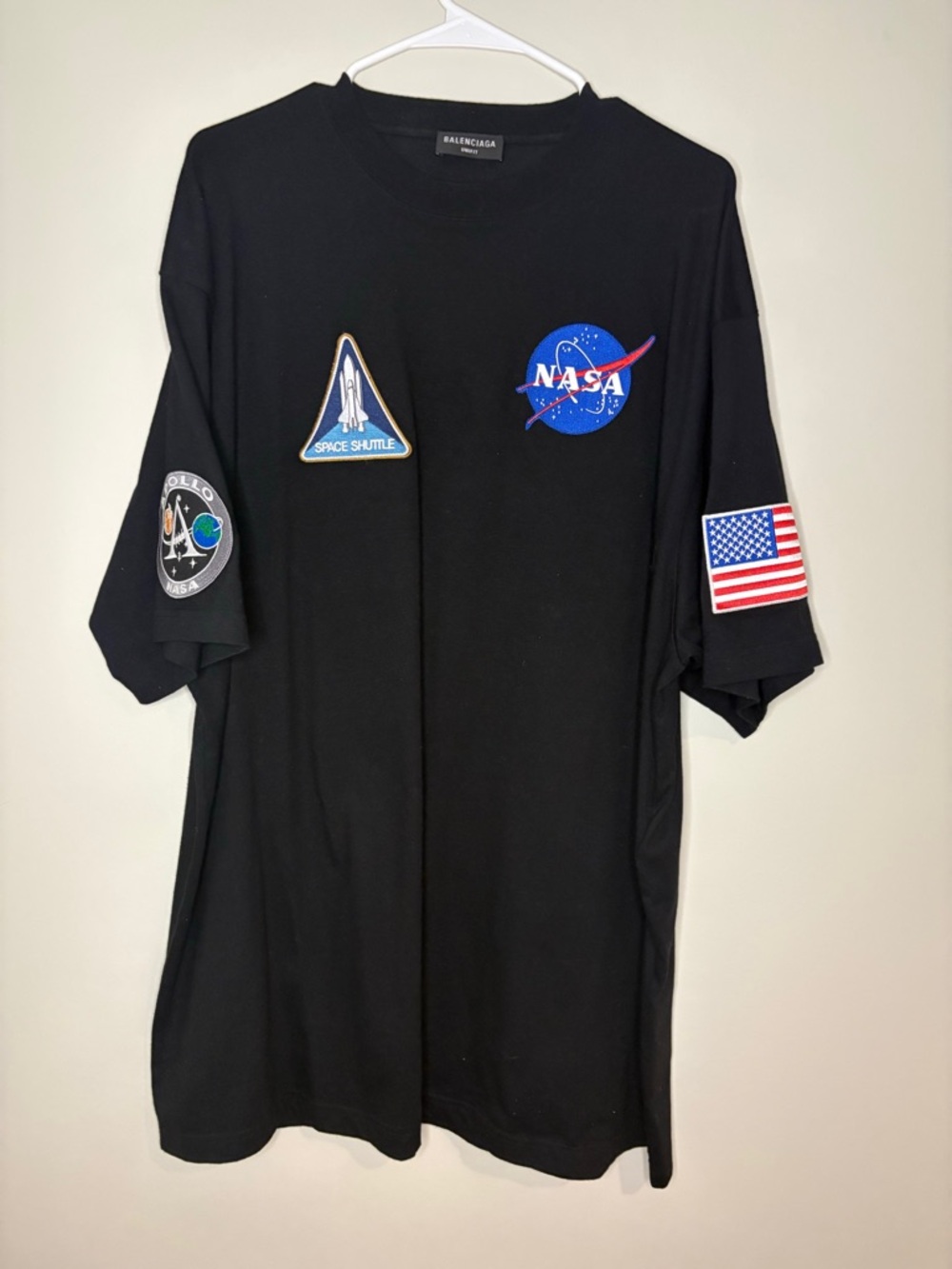 Balenciaga NASA Multi Patch Tee Black Logo Shirt M
